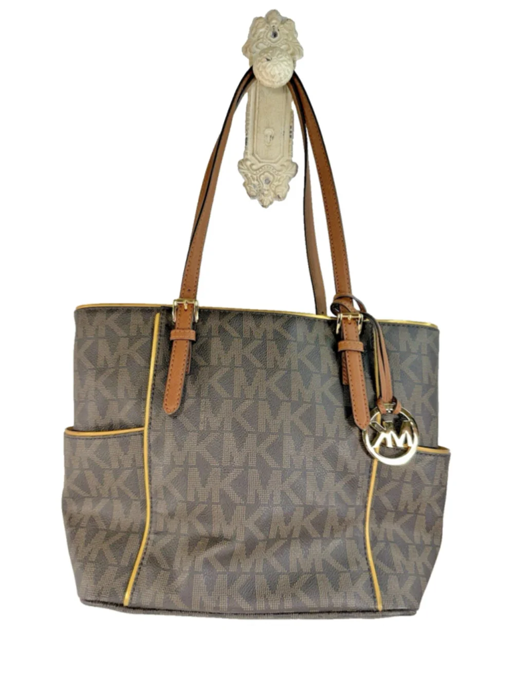 Michael Kors Jet Set East West Medium Tote Brown Signature Logo
